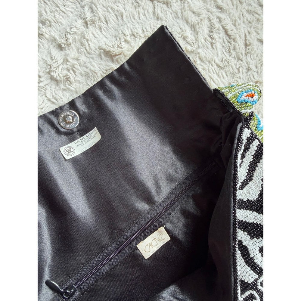 Cache Vintage Y2K Beaded Baguette Shoulder Bag Zebra Geometric Animal Print - Picture 12 of 16
